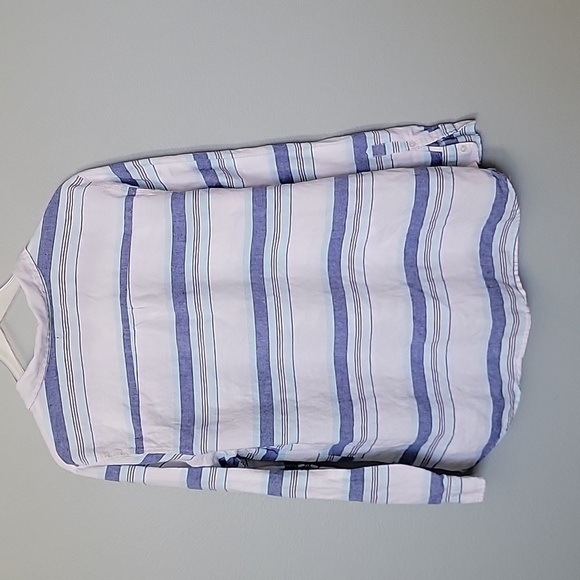 Gap Coastal Grandma linen blend striped button down shirt XXL - Picture 6 of 7